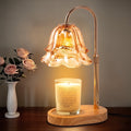 Lampe chauffe-bougie dorée avec minuteur et variateur, ambiance chaleureuse sans flamme