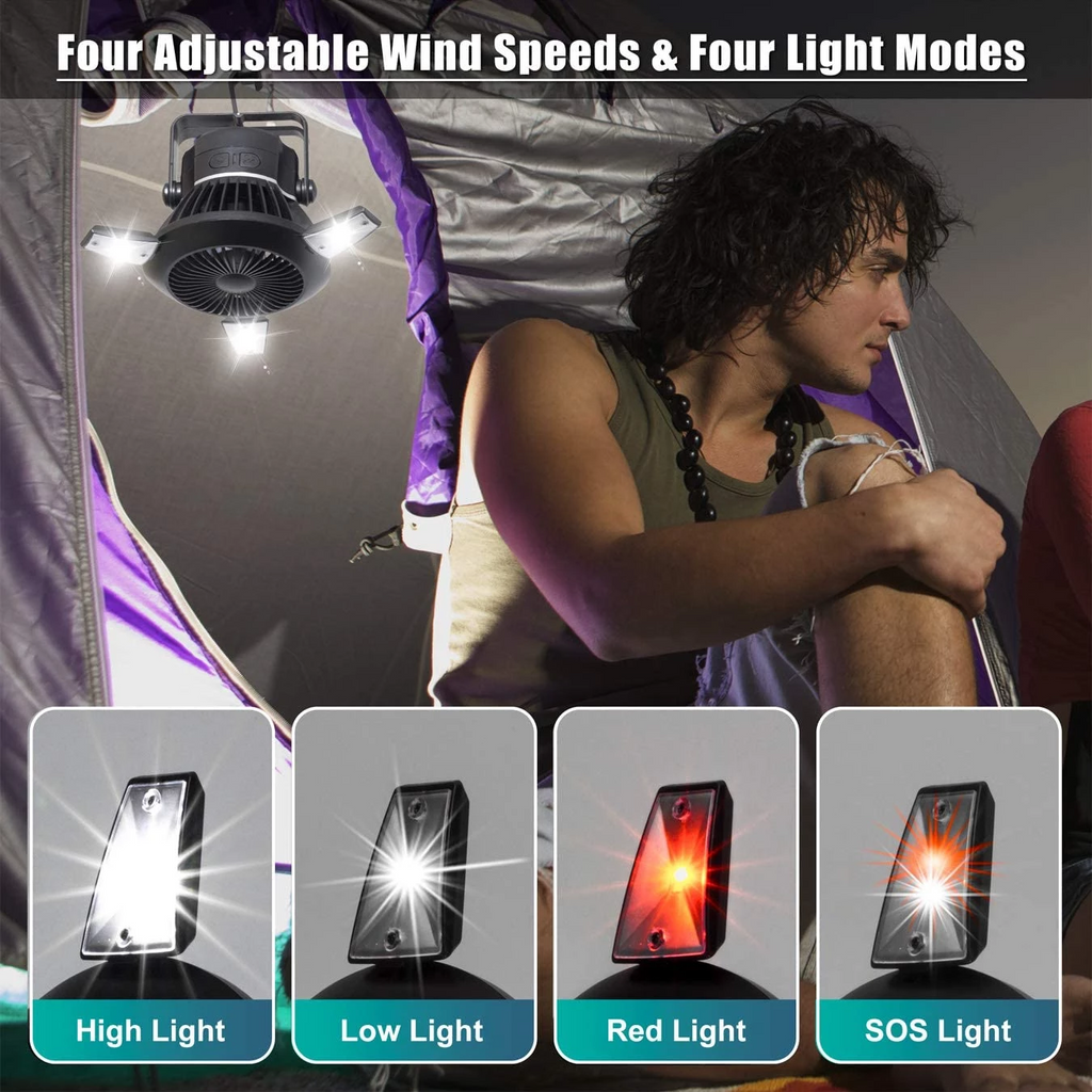Lanterne Solaire LED Portable avec Ventilateur et Crochet - image 6