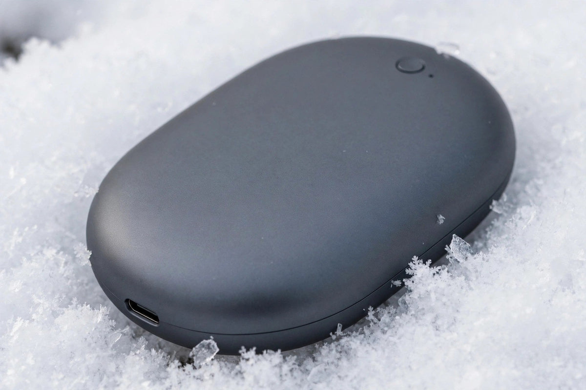 Gros plan du design élégant du chauffe-mains rechargeable