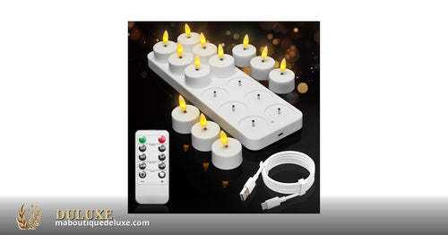 Bougies chauffe-plat LED allumées, flamme dorée vacillante réaliste