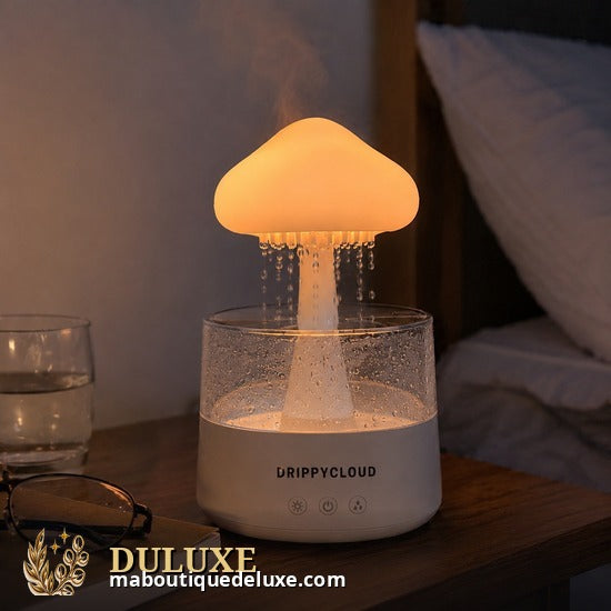 Humidificateur nuage de pluie avec éclairage doux dans une chambre apaisante