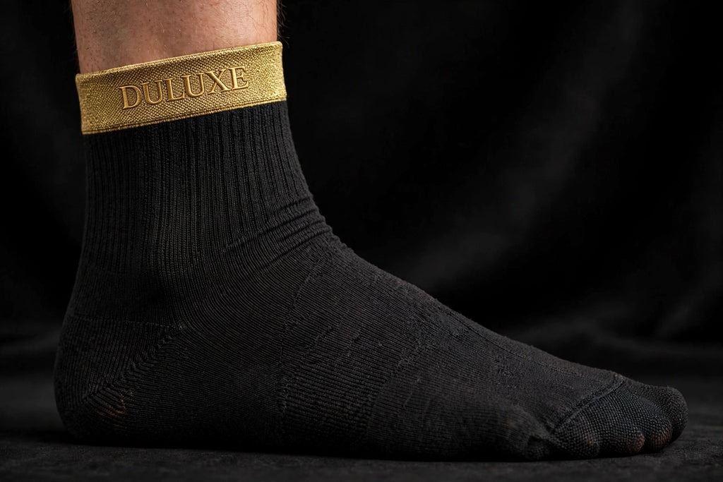 Détail de la pointe renforcée sans couture des Chaussettes de Compression DULUXE