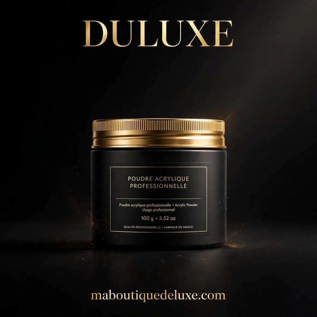 Poudre Acrylique Professionnelle 100g — vue épurée fond noir, très premium