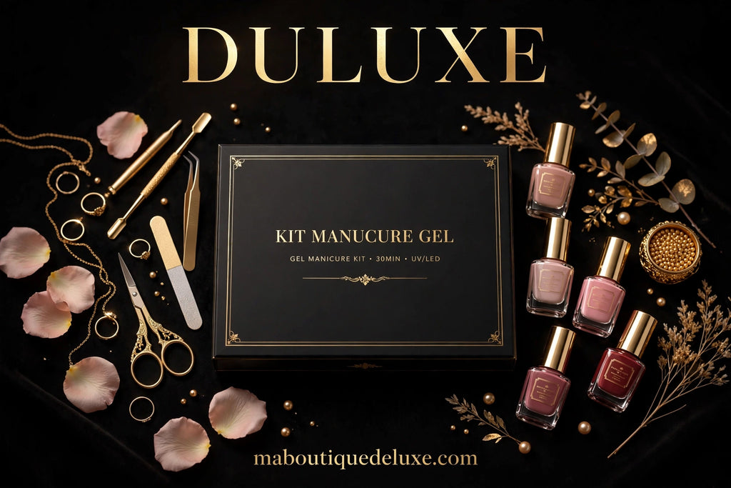 Kit Complet Manucure Gel LIMEGIRL (Lampe + Perceuse) — avant le rituel beauté, accessoires dorés
