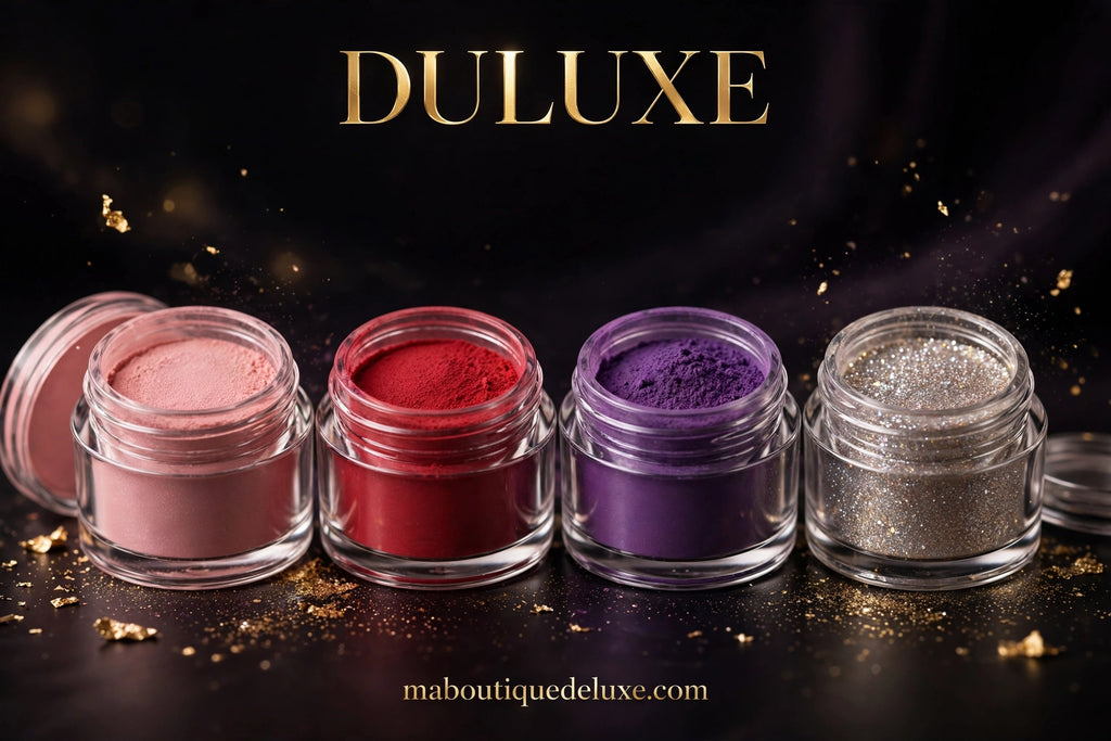 Poudre Dipping MEET ACROSS — visuel héro, pots de poudre dipping colorée en gros plan