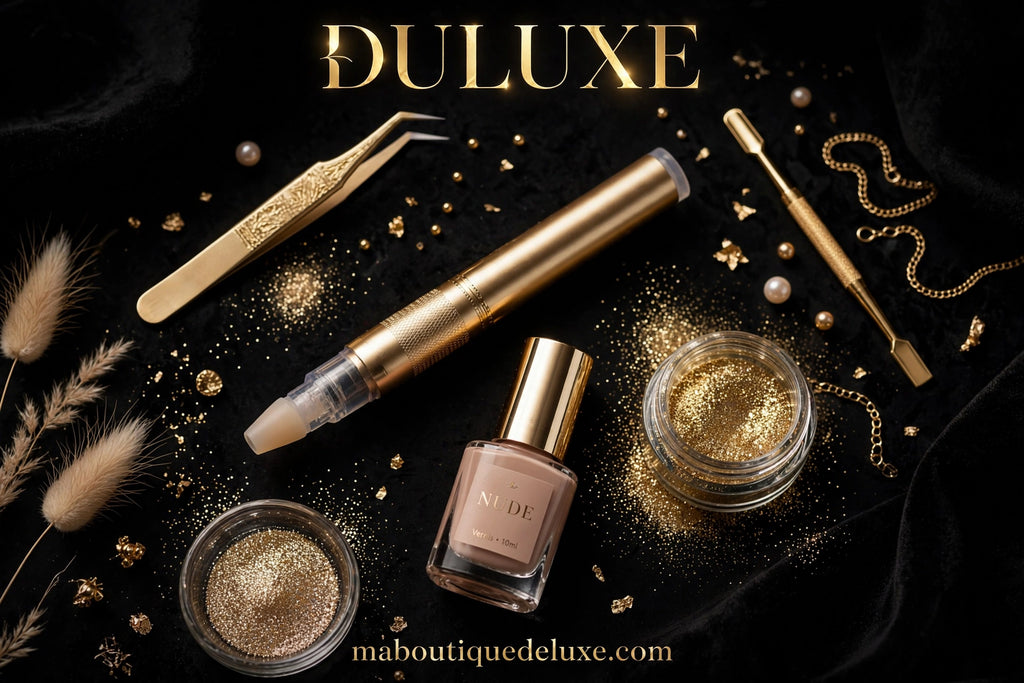 Stylo Tampon Nail Art à Tête Silicone — avant le rituel beauté, accessoires dorés