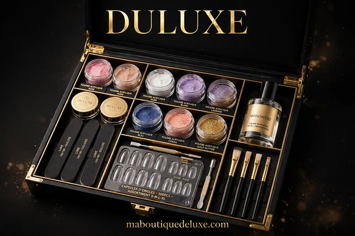 Kit Acrylique Professionnel pour Extension d'Ongles — visuel héro, grand coffret complet ouvert en gros plan