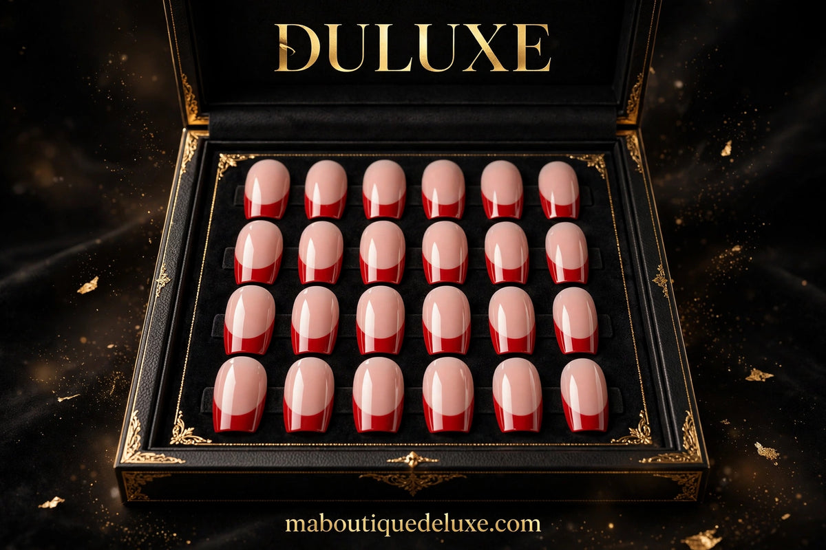 Faux Ongles French Rouges 24 pcs — visuel héro, coffret de french manucure rouge glamour