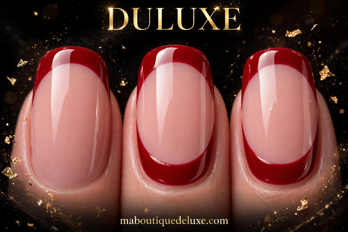 Faux Ongles French Rouges 24 pcs — gros plan sur la ligne french rouge laquée