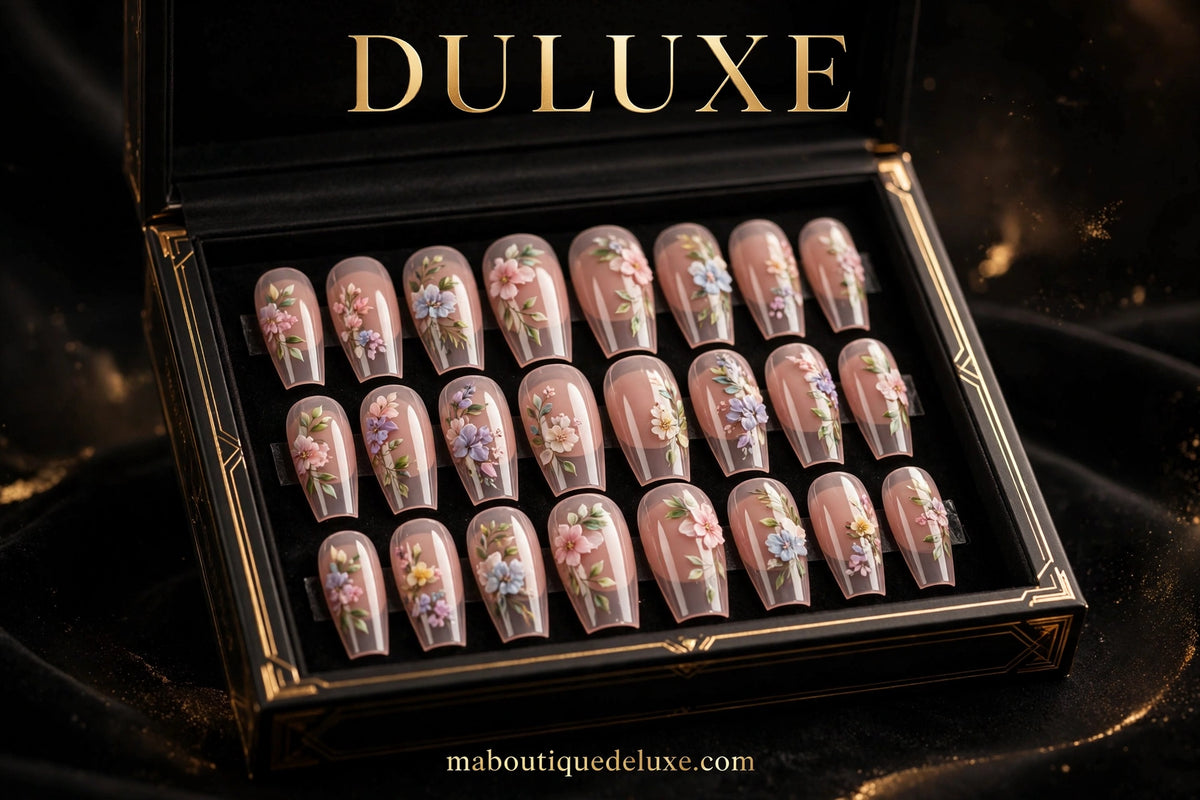 Faux Ongles Fleurs Ballet 24 pcs — visuel héro, coffret d'ongles ballet à décors floraux