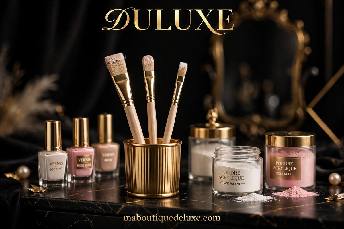 Set de 3 Pinceaux Acryliques Professionnels — ambiance salon de beauté élégant