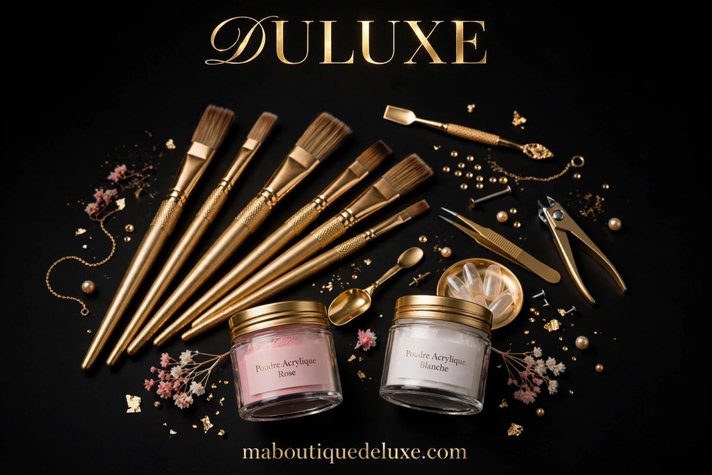 Set de 3 Pinceaux Acryliques Professionnels — avant le rituel beauté, accessoires dorés
