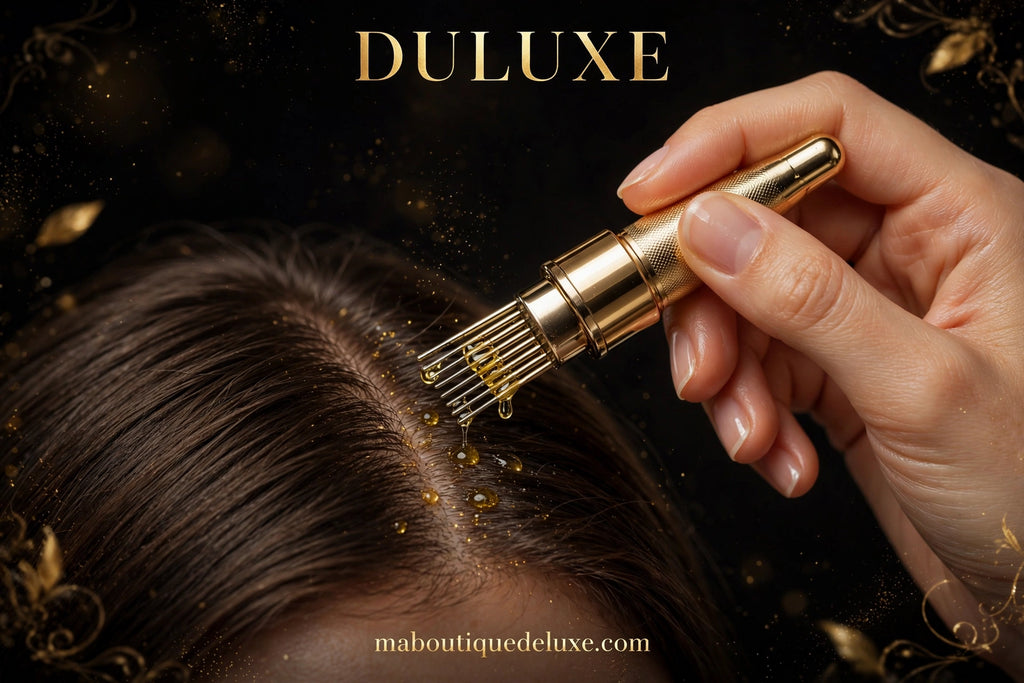 Applicateur d'Huile Capillaire à Dents Métalliques — en situation d'usage