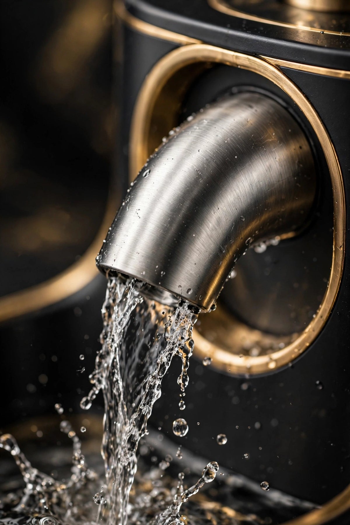 Détail du bec en acier inoxydable de la fontaine à eau pour chat