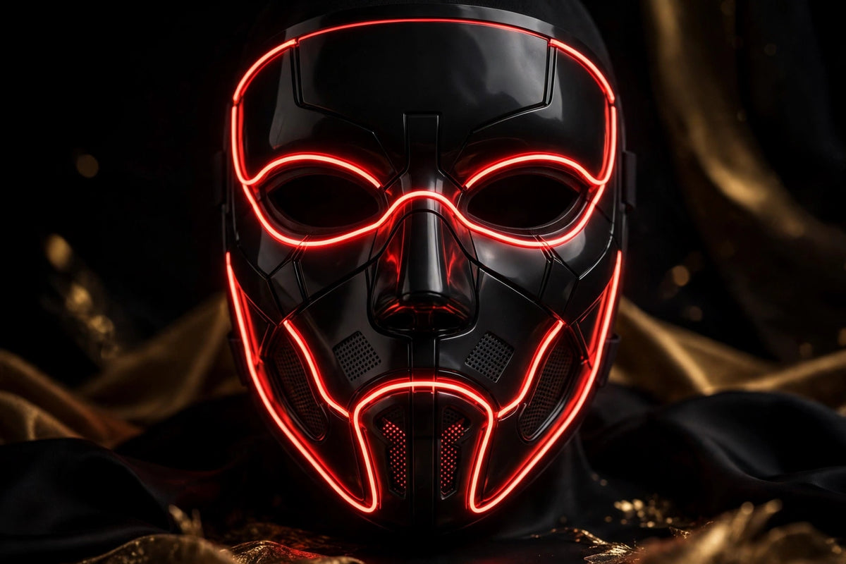 Masque Purge LED Néon rouge brillant dans le noir