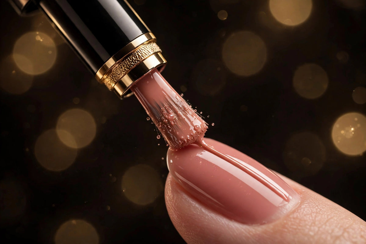 Gros plan sur la pointe feutre du stylo vernis DULUXE – trait précis et brillant