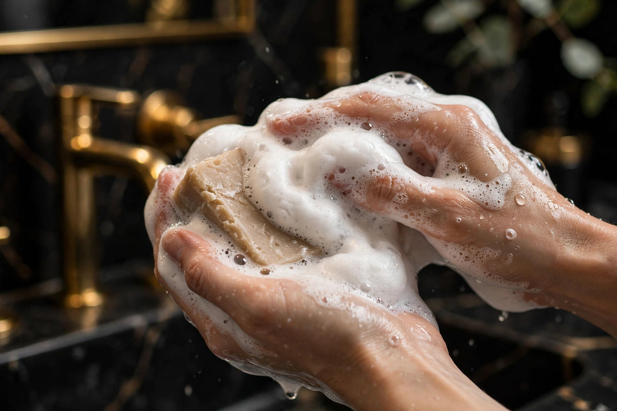 Mousse riche créée avec la barre de shampooing solide coréenne