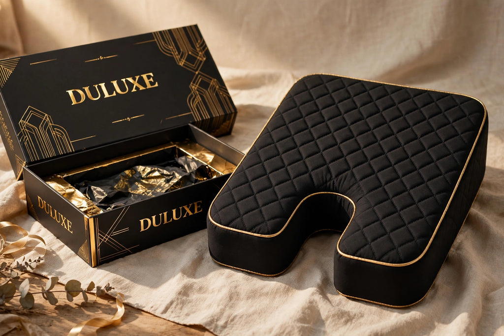 Coussin d'assise avec sa boîte premium noire et dorée DULUXE