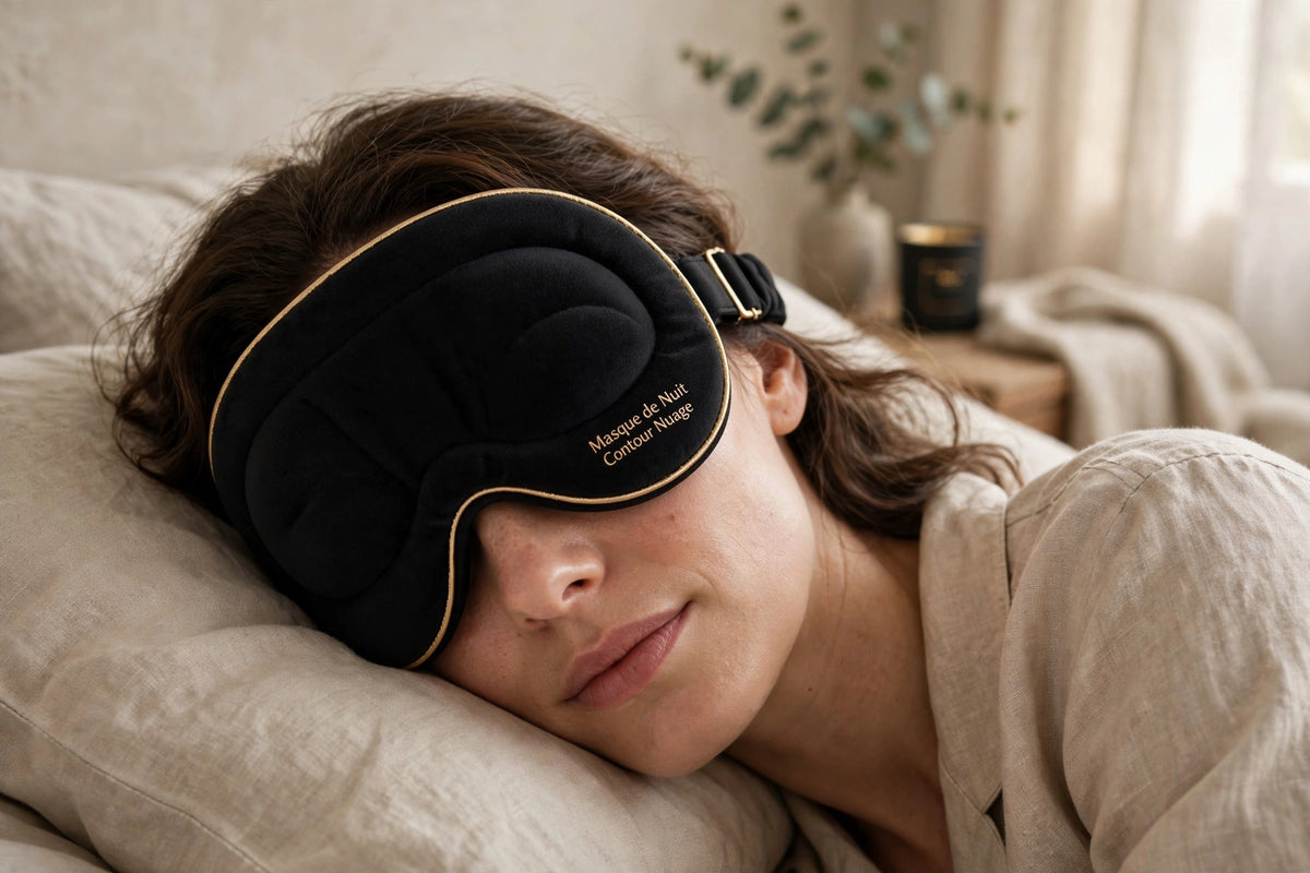 Femme dormant paisiblement avec le masque de nuit Contour Nuage