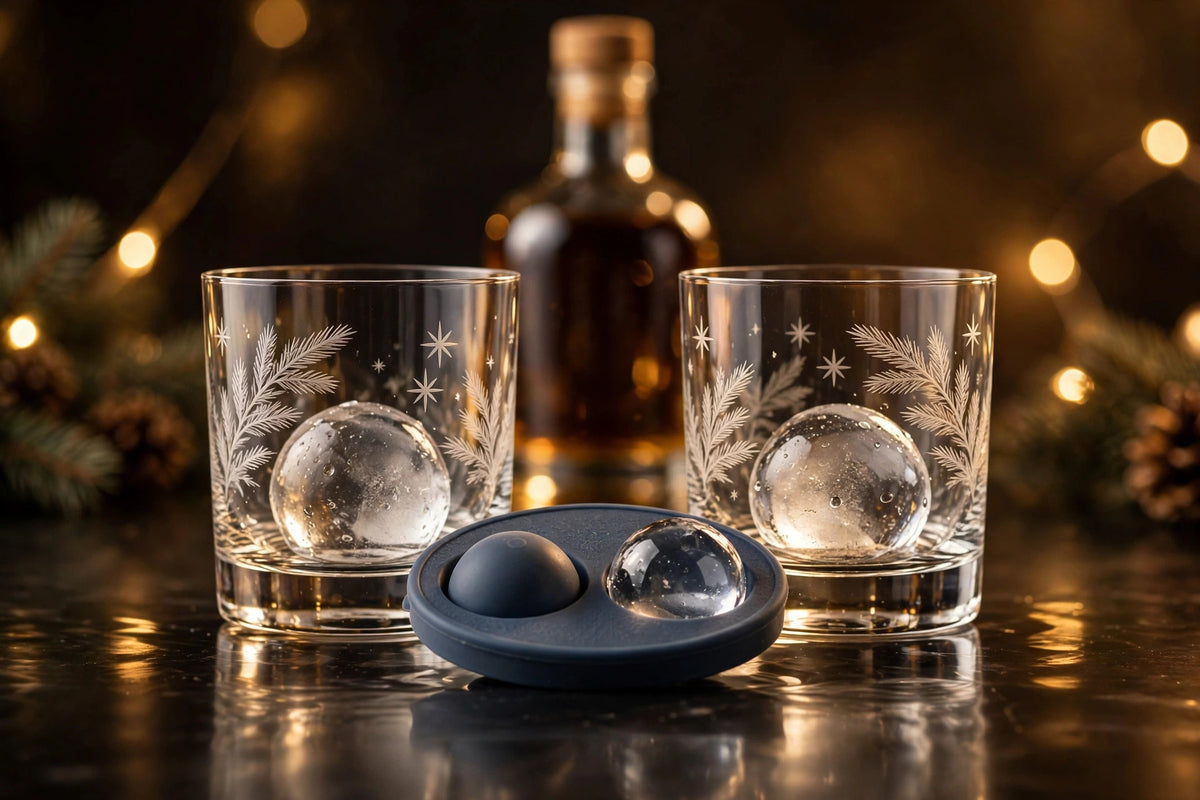 Lot de 2 verres à whisky rotatifs avec moule à glaçon sphérique