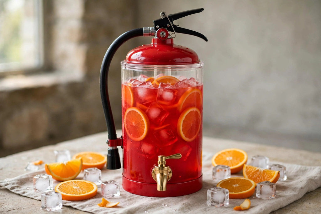 Distributeur extincteur rempli de cocktail coloré