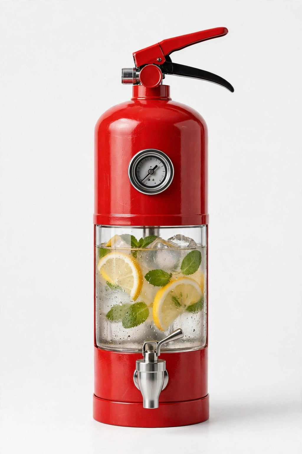 Distributeur de boissons extincteur en packshot studio