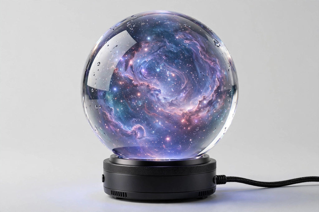 Lampe boule de cristal galaxie, vue studio
