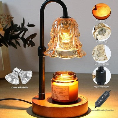Lampe chauffe-bougie noire en verre avec minuteur réglable, décoration d'intérieur élégante